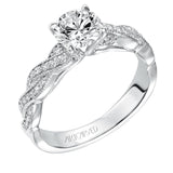 Artcarved Bridal Mounted with CZ Center Contemporary Twist Diamond Engagement Ring Cintra 14K White Gold