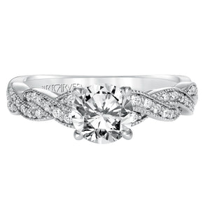 Artcarved Bridal Mounted with CZ Center Contemporary Twist Diamond Engagement Ring Cintra 14K White Gold