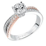 Artcarved Bridal Semi-Mounted with Side Stones Classic Americana Engagement Ring Mimi 14K White Gold Primary & 14K Rose Gold