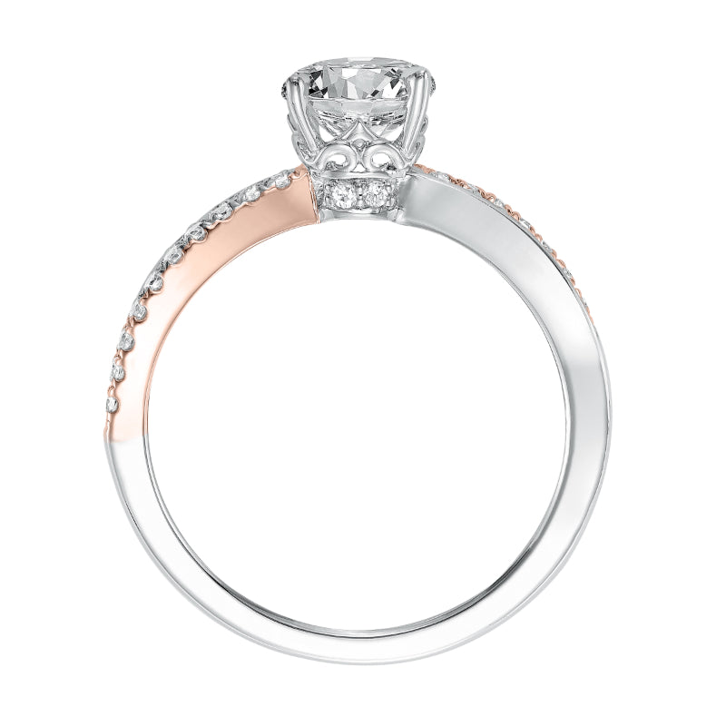 Artcarved Bridal Mounted with CZ Center Classic Americana Engagement Ring Mimi 14K White Gold Primary & 14K Rose Gold