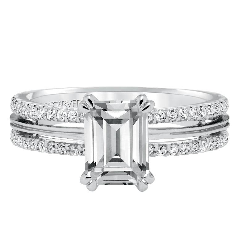 Artcarved Bridal Mounted with CZ Center Classic Americana Engagement Ring Gwendolyn 14K White Gold