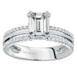 Artcarved Bridal Mounted with CZ Center Classic Americana Engagement Ring Gwendolyn 14K White Gold