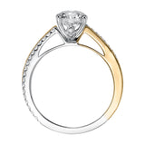 Artcarved Bridal Semi-Mounted with Side Stones Contemporary Diamond Engagement Ring Lancy 14K White Gold Primary & 14K Yellow Gold