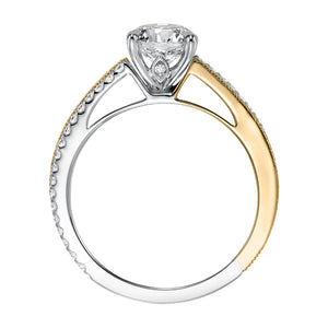 Artcarved Bridal Semi-Mounted with Side Stones Contemporary Diamond Engagement Ring Lancy 14K White Gold Primary & 14K Yellow Gold