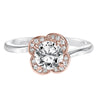 Artcarved Bridal Mounted with CZ Center Contemporary Floral Halo Engagement Ring Josephina 14K White Gold Primary & 14K Rose Gold