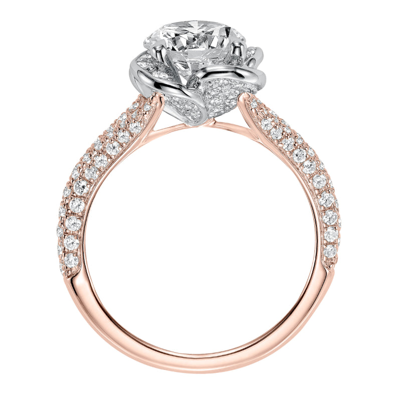 Artcarved Bridal Mounted with CZ Center Contemporary Floral Halo Engagement Ring Katalina 14K Rose Gold Primary & White Gold