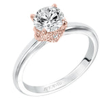 Artcarved Bridal Semi-Mounted with Side Stones Contemporary Rope Solitaire Engagement Ring Clarice 14K White Gold Primary & 14K Rose Gold