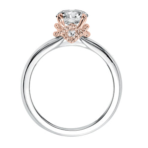 Artcarved Bridal Mounted with CZ Center Contemporary Rope Solitaire Engagement Ring Clarice 14K White Gold Primary & 14K Rose Gold