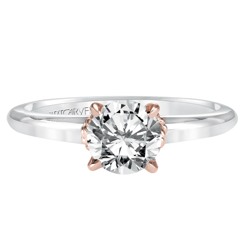 Artcarved Bridal Mounted with CZ Center Contemporary Rope Solitaire Engagement Ring Clarice 14K White Gold