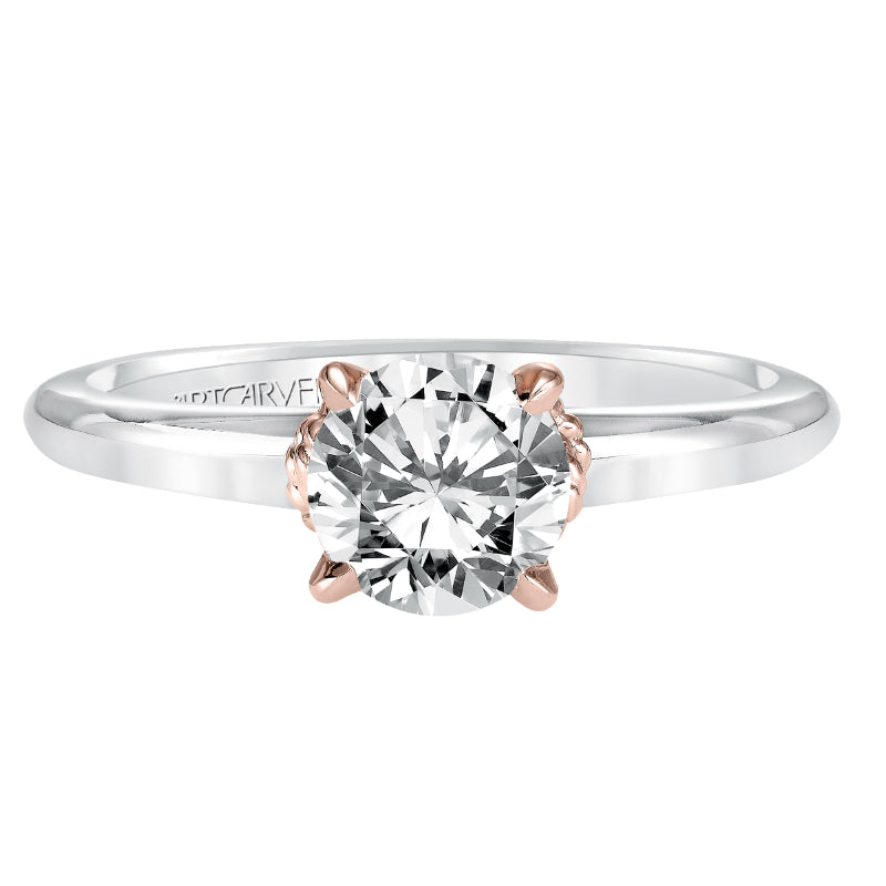 Artcarved Bridal Semi-Mounted with Side Stones Contemporary Rope Solitaire Engagement Ring Clarice 14K White Gold