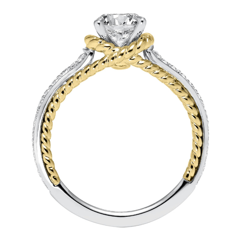 Artcarved Bridal Semi-Mounted with Side Stones Contemporary Rope Diamond Engagement Ring Seana 14K White Gold Primary & 14K Yellow Gold