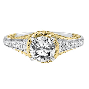 Artcarved Bridal Mounted with CZ Center Contemporary Rope Diamond Engagement Ring Seana 14K White Gold