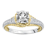 Artcarved Bridal Mounted with CZ Center Contemporary Rope Diamond Engagement Ring Seana 14K White Gold