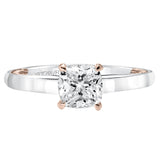 Artcarved Bridal Semi-Mounted with Side Stones Contemporary Rope Solitaire Engagement Ring Cameron 14K White Gold Primary & 14K Rose Gold