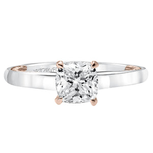 Artcarved Bridal Mounted with CZ Center Contemporary Rope Solitaire Engagement Ring Cameron 14K White Gold Primary & 14K Rose Gold