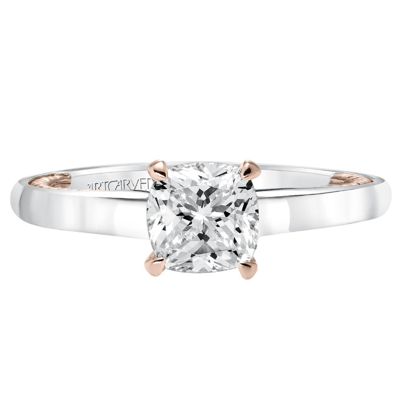 Artcarved Bridal Semi-Mounted with Side Stones Contemporary Rope Solitaire Engagement Ring Cameron 14K White Gold Primary & 14K Rose Gold