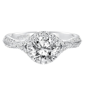 Artcarved Bridal Mounted with CZ Center Contemporary Twist Halo Engagement Ring Liana 14K White Gold