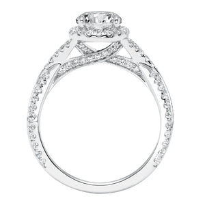 Artcarved Bridal Mounted with CZ Center Contemporary Twist Halo Engagement Ring Liana 14K White Gold