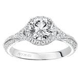 Artcarved Bridal Mounted with CZ Center Contemporary Twist Halo Engagement Ring Liana 14K White Gold