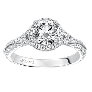 Artcarved Bridal Mounted with CZ Center Contemporary Twist Halo Engagement Ring Liana 14K White Gold