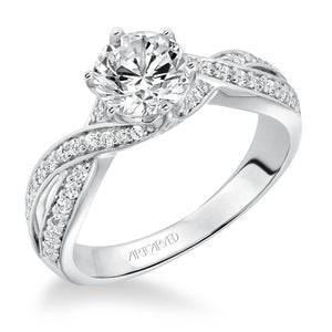 Artcarved Bridal Mounted with CZ Center Contemporary Twist Diamond Engagement Ring Presley 14K White Gold