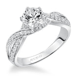 Artcarved Bridal Semi-Mounted with Side Stones Contemporary Twist Diamond Engagement Ring Presley 14K White Gold