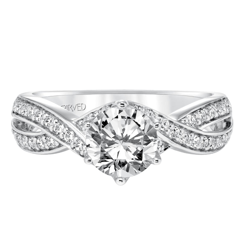 Artcarved Bridal Mounted with CZ Center Contemporary Twist Diamond Engagement Ring Presley 14K White Gold