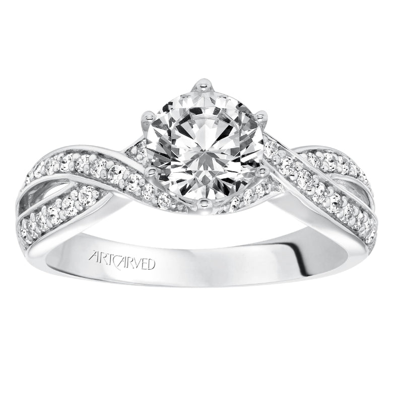 Artcarved Bridal Semi-Mounted with Side Stones Contemporary Twist Diamond Engagement Ring Presley 14K White Gold