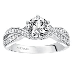 Artcarved Bridal Semi-Mounted with Side Stones Contemporary Twist Diamond Engagement Ring Presley 14K White Gold