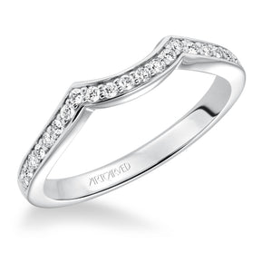 Artcarved Bridal Mounted with Side Stones Contemporary Twist Diamond Wedding Band Presley 14K White Gold