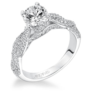 Artcarved Bridal Semi-Mounted with Side Stones Contemporary Twist Diamond Engagement Ring Mackenzie 14K White Gold