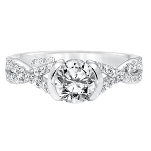 Artcarved Bridal Mounted with CZ Center Contemporary Engagement Ring Adeena 14K White Gold
