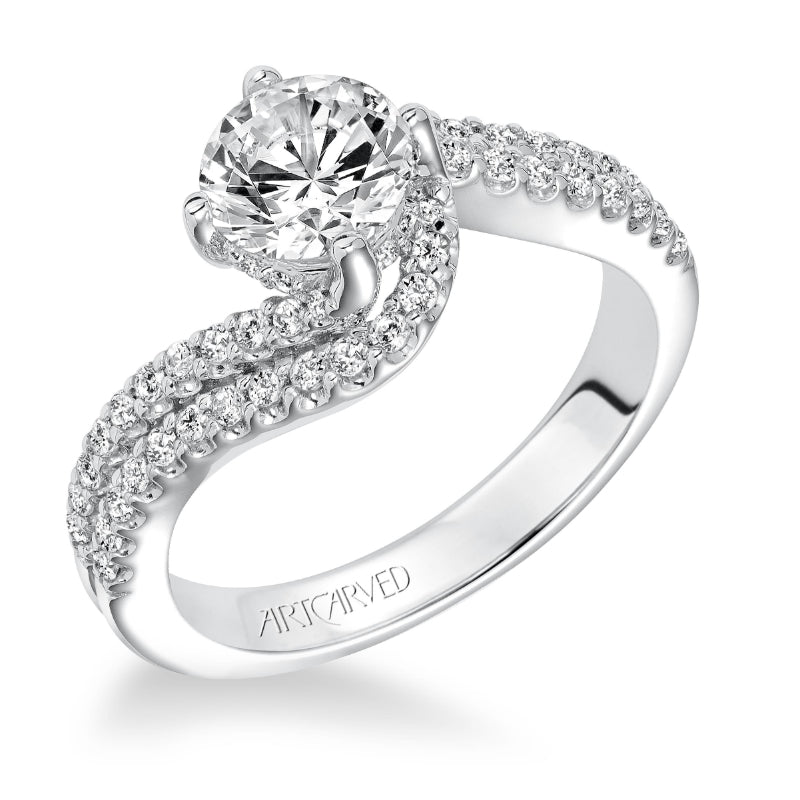 Artcarved Bridal Mounted with CZ Center Contemporary Diamond Engagement Ring Orla 14K White Gold