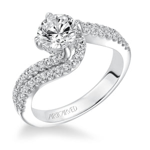 Artcarved Bridal Semi-Mounted with Side Stones Contemporary Diamond Engagement Ring Orla 14K White Gold