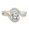 Artcarved Bridal Mounted with CZ Center Contemporary Halo Engagement Ring Adeena 14K White Gold Primary & 14K Yellow Gold