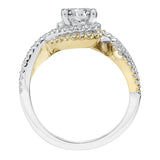 Artcarved Bridal Mounted with CZ Center Contemporary Halo Engagement Ring Adeena 14K White Gold Primary & 14K Yellow Gold