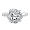 Artcarved Bridal Mounted with CZ Center Contemporary Floral Halo Engagement Ring Sabrina 14K White Gold