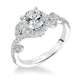 Artcarved Bridal Semi-Mounted with Side Stones Contemporary Floral Halo Engagement Ring Thalia 14K White Gold
