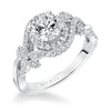 Artcarved Bridal Mounted with CZ Center Contemporary Floral Halo Engagement Ring Zara 14K White Gold