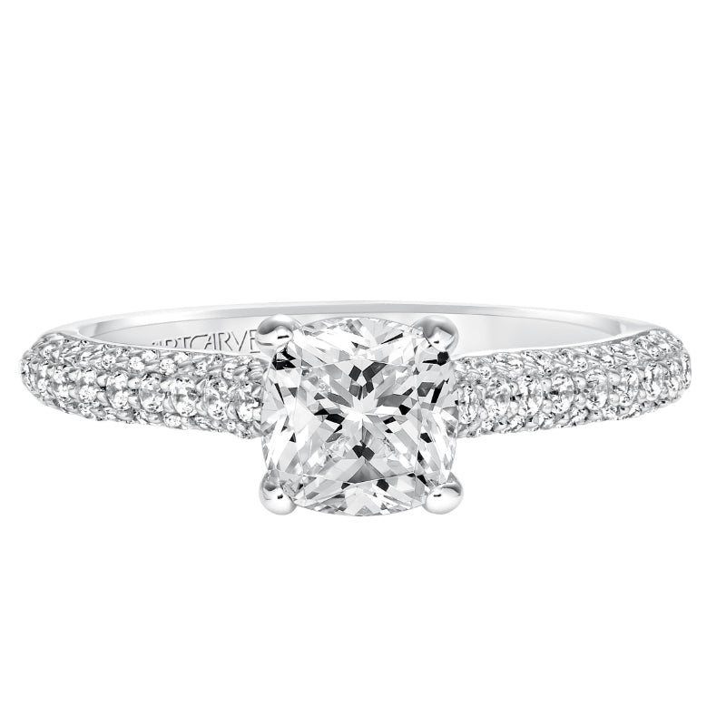 Artcarved Bridal Semi-Mounted with Side Stones Classic Pave Diamond Engagement Ring Blair 14K White Gold