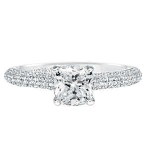 Artcarved Bridal Semi-Mounted with Side Stones Classic Pave Diamond Engagement Ring Blair 14K White Gold