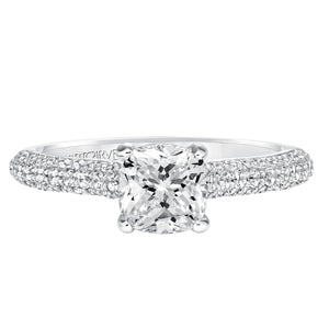 Artcarved Bridal Mounted with CZ Center Classic Pave Diamond Engagement Ring Blair 14K White Gold
