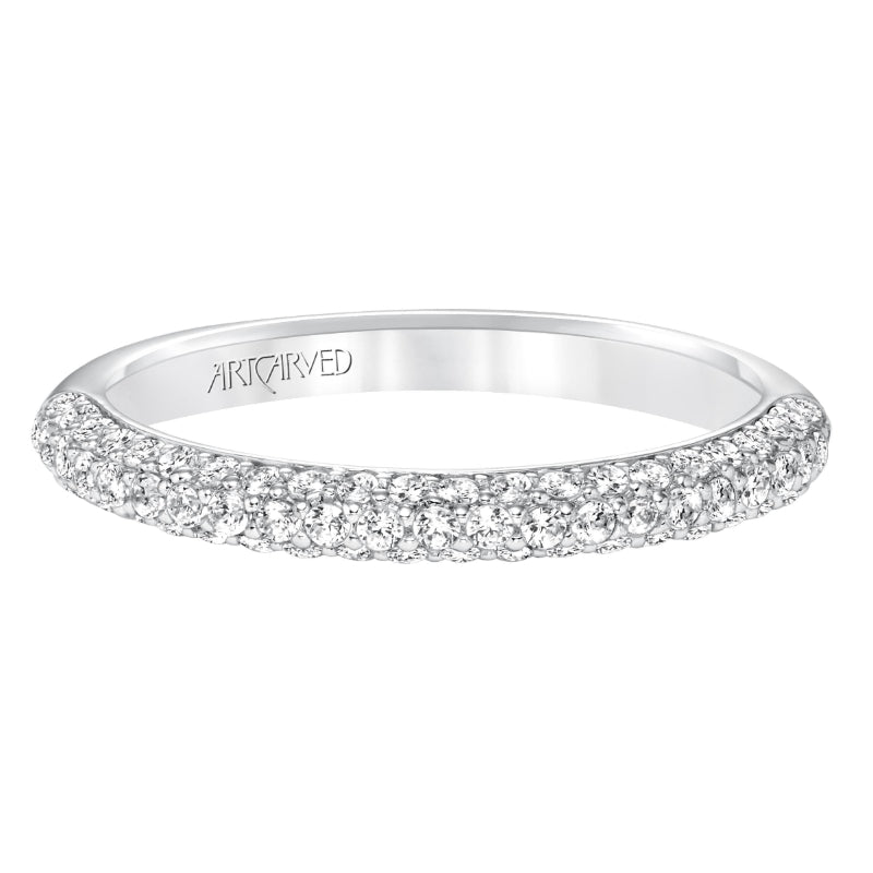 Artcarved Bridal Mounted with Side Stones Classic Pave Diamond Wedding Band Blair 14K White Gold