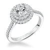 Artcarved Bridal Semi-Mounted with Side Stones Classic Halo Engagement Ring Melinda 14K White Gold