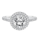 Artcarved Bridal Semi-Mounted with Side Stones Classic Halo Engagement Ring Melinda 14K White Gold
