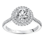 Artcarved Bridal Semi-Mounted with Side Stones Classic Halo Engagement Ring Melinda 14K White Gold