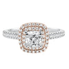 Artcarved Bridal Semi-Mounted with Side Stones Classic Halo Engagement Ring Avril 14K White Gold Primary & 14K Rose Gold