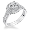 Artcarved Bridal Semi-Mounted with Side Stones Classic Halo Engagement Ring Kristen 14K White Gold