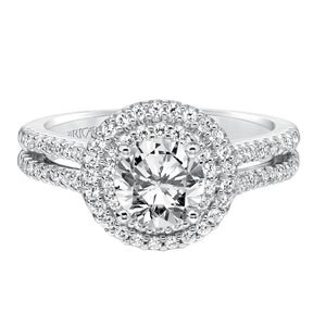 Artcarved Bridal Mounted with CZ Center Classic Halo Engagement Ring Kristen 14K White Gold