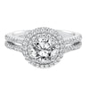 Artcarved Bridal Semi-Mounted with Side Stones Classic Halo Engagement Ring Kristen 14K White Gold